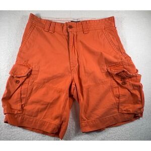 Polo Ralph Lauren Cargo Shorts Men 34 Orange Khaki‎ Baggy Twill Skate Hiking Y2k